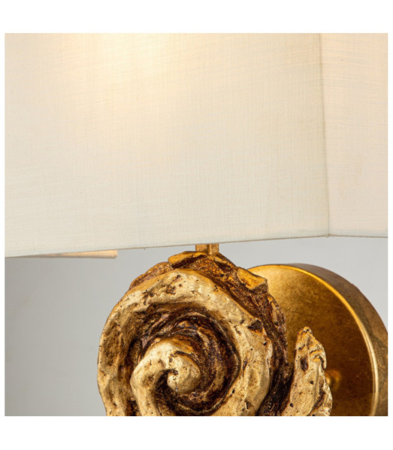 Applique murale Swirl Abat-jour en lin,acier,résine Feuille d'or