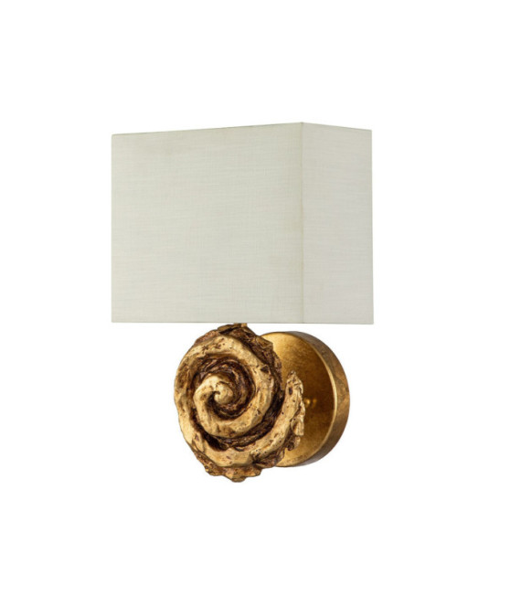 Swirl Wandleuchte. Lampenschirm aus Leinen, Stahl, Blattgoldharz