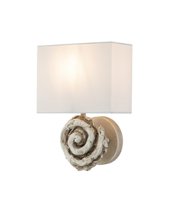 Swirl wall light Lampshade in linen, steel, bone white resin