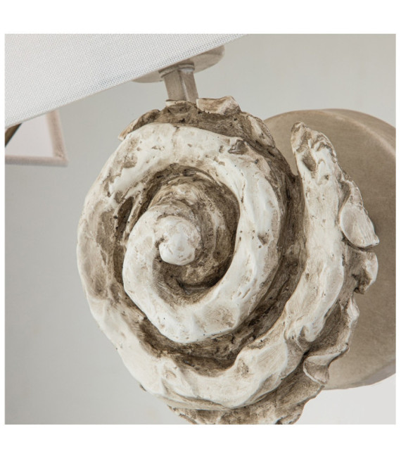 Swirl wall light Lampshade in linen, steel, bone white resin