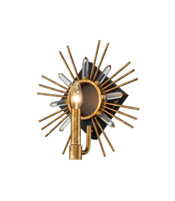Sun Wandleuchte Stahl, K9 geschliffenes Glas Blattgold