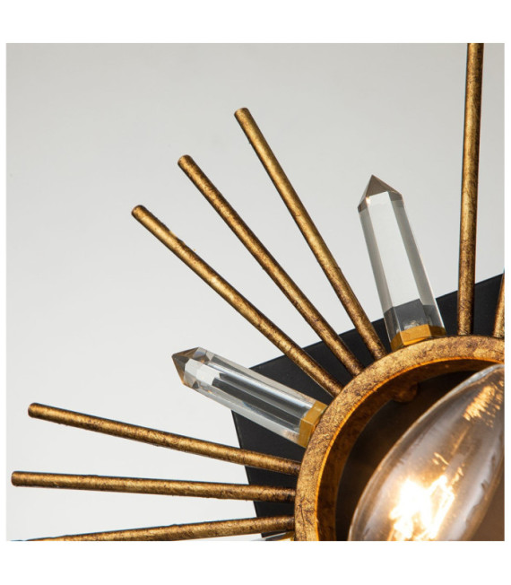 Aplique Sun Acero, cristal tallado K9 Pan de oro