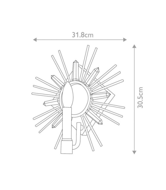 Aplique Sun Acero, cristal tallado K9 Pan de oro