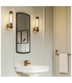 Masthead outdoor wall light Clear glass, black steel, heritage brass