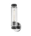 Masthead outdoor wall light Clear glass, Black steel, Polished chrome