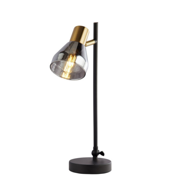 Lampada da tavolo Westminster in acciaio dolce, ottone satinato, fumé, nero