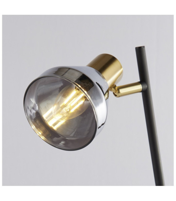 Westminster Tischlampe, Baustahl, satiniertes Messing, geräuchert, schwarz