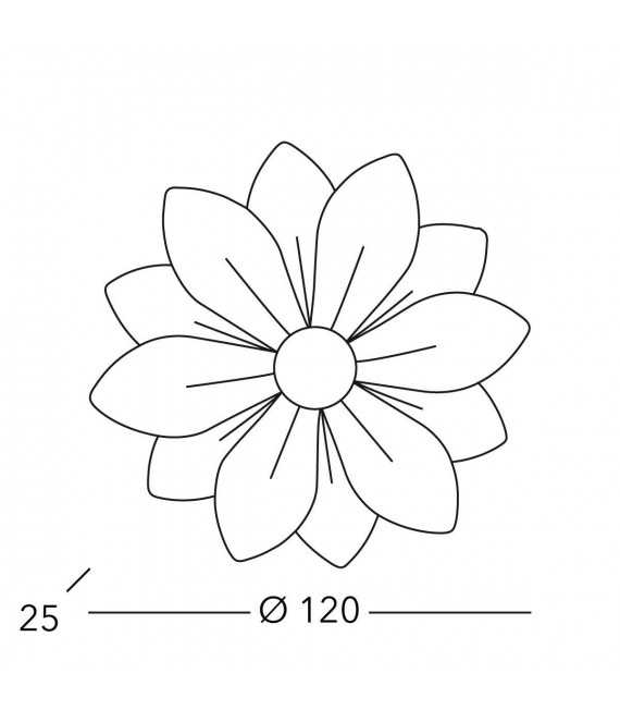 Applique murale design FIORE feuille d'argent 6 ampoules