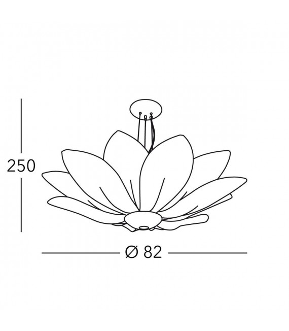 Suspension design FIORE feuille d'or 7 ampoules