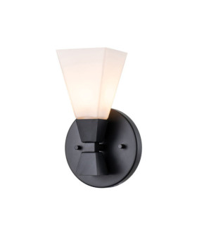 Bowtie Bathroom Wall Light Opal Glass, Matte Black Steel