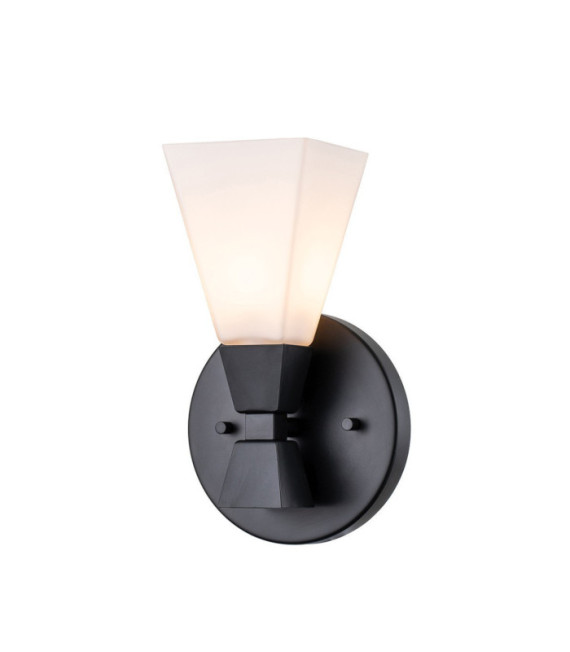 Bowtie Bathroom Wall Light Opal Glass, Matte Black Steel