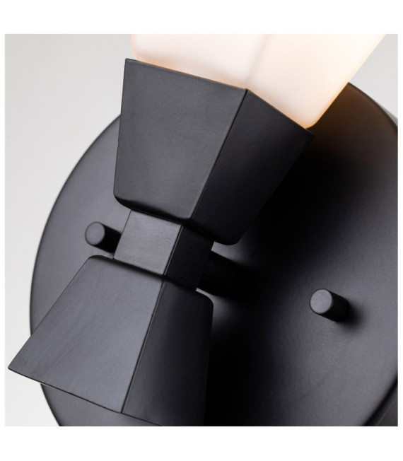 Bowtie Bathroom Wall Light Opal Glass, Matte Black Steel