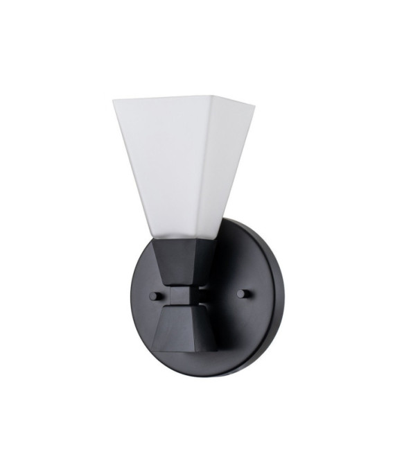Lámpara de pared para baño Bowtie, cristal opalino, acero negro mate