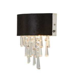 Glamour Crystal Wandleuchte, Weichstahl, Acryl, schwarzer Stoff, Chrom
