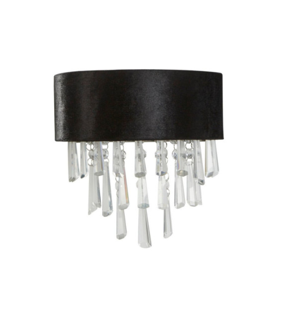 Lampada da parete Glamour Crystal, acciaio dolce, acrilico, tessuto nero, cromo