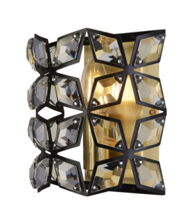 Iris Wandleuchte Weichstahl, Glas Messing