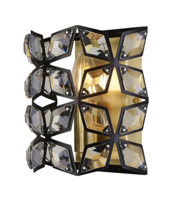 Iris Wandleuchte Weichstahl, Glas Messing