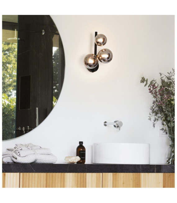 Lámpara de pared con cuentas de cristal, metal negro
