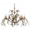 Suspension Lily, bronze antique et verre, 5 ampoules