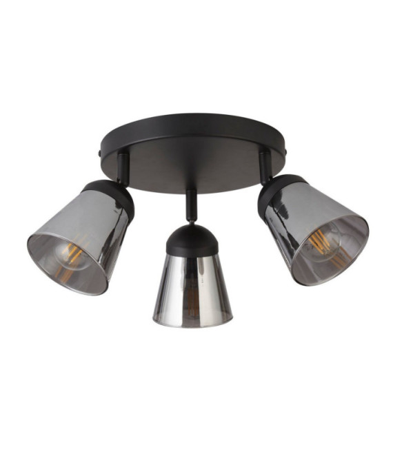 Plafonnier Mega Acier doux Noir mat,Fumé