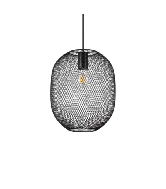 Pendelleuchte aus Netzmetall, schwarzes Aluminium
