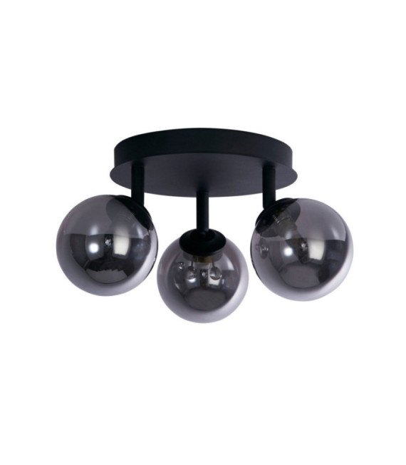 Crosby Ceiling Light Mild Steel, Black Glass