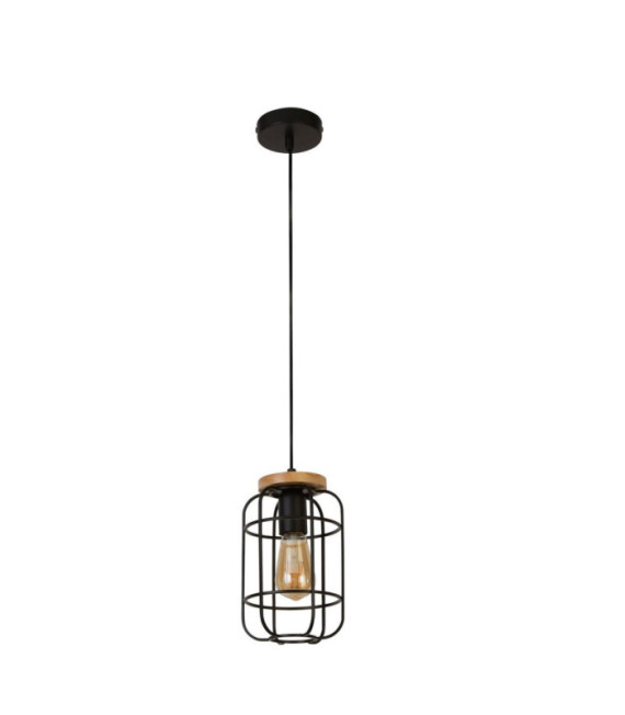 Vision Pendant Light Mild Steel Wood, Matt Black