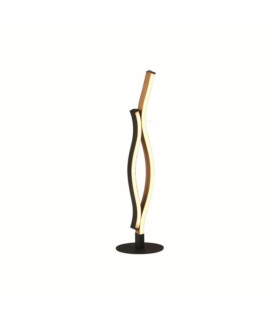 Lámpara de mesa LED Bloom de acero dulce efecto madera, negro arena