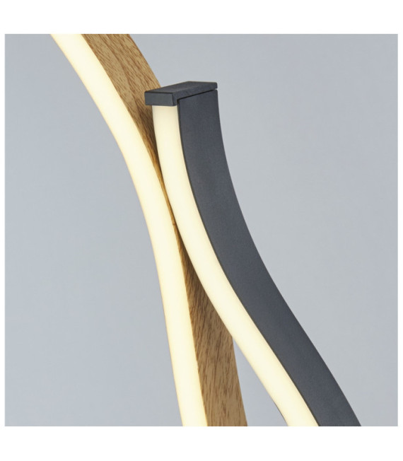 Bloom LED-Tischlampe, Weichstahl, Holzoptik, Sandschwarz