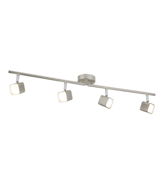 Quad-Spotlight-Leiste Weichstahl, Kunststoff Chrom, mattiert, satiniertes Silber