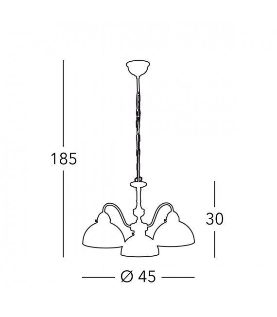 Candeliere accogliente stile NONNA ottone antico 3 lampadine