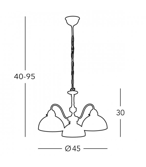 Chandelier style cosy NONNA laiton antique 3 ampoules