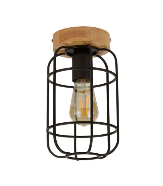 Plafonnier Vision Acier doux Bois, Noir Mat