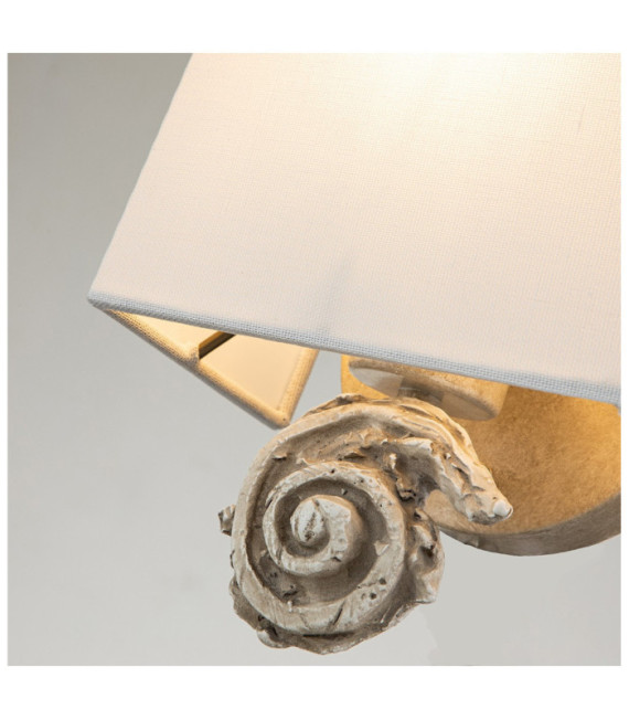 Aplique Swirl Pantalla de lino, acero, resina blanco hueso