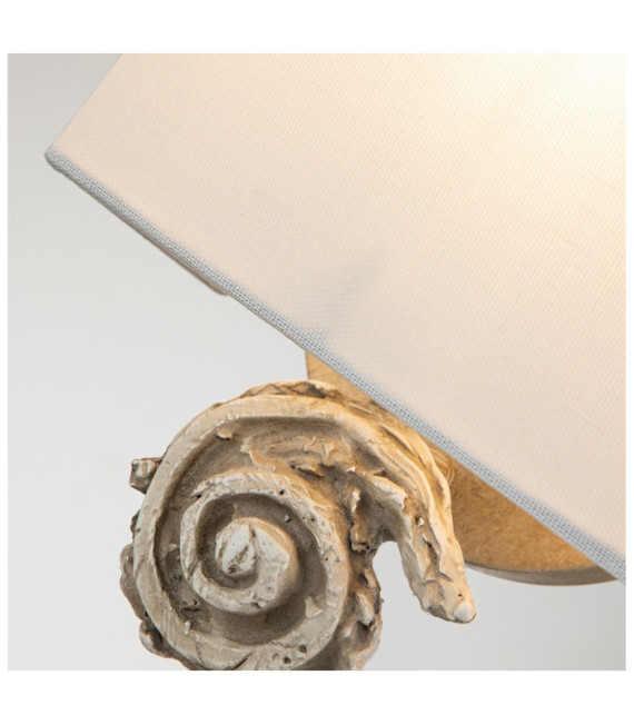 Aplique Swirl Pantalla de lino, acero, resina blanco hueso