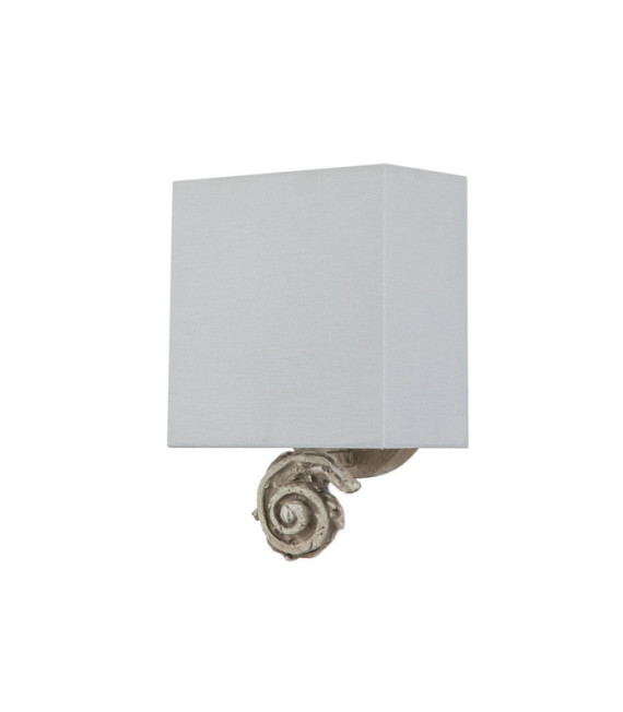 Lampada da parete Swirl. Paralume in lino, acciaio, resina bianco osso