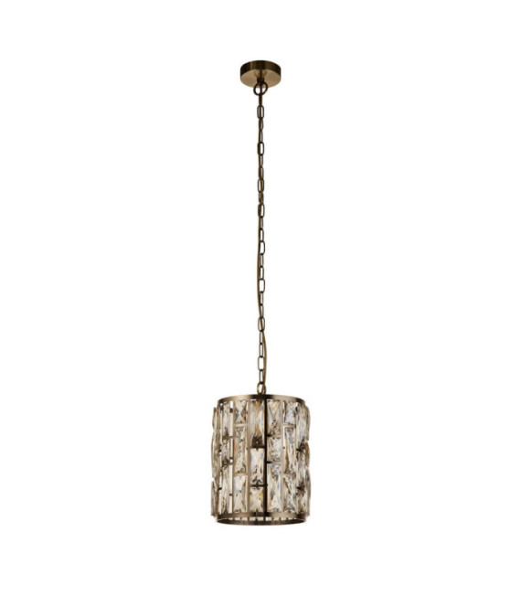 Bijou Pendelleuchte Weichstahl, Glas Antikmessing