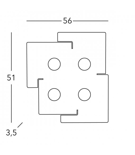 SQUARE weiße Deckenleuchte 4 Lampen