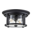 Merrill outdoor ceiling light Aluminum, transparent grained glass Black