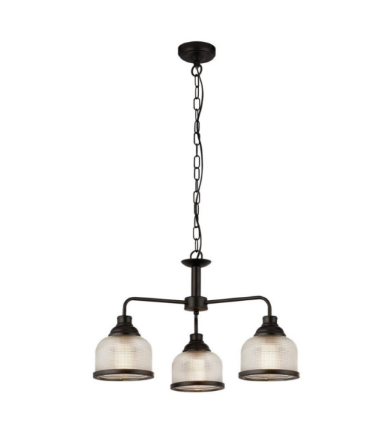 Lámpara colgante Highworth Acero dulce, Vidrio transparente, negro