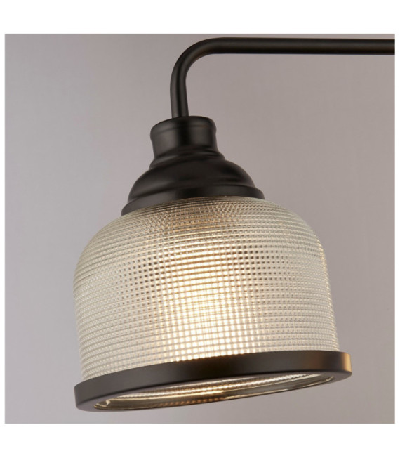 Lámpara colgante Highworth Acero dulce, Vidrio transparente, negro
