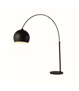 Lampadaire arqué Giant Acier doux,Marbre Noir mat, marbre noir