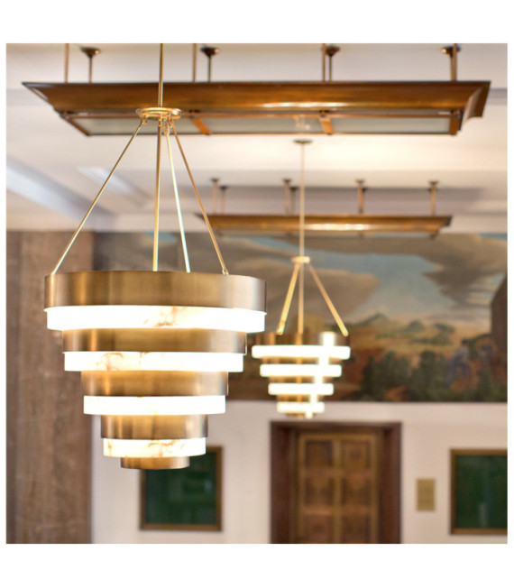 Hinkley Pendant Faux Alabaster, Heritage Brass Steel