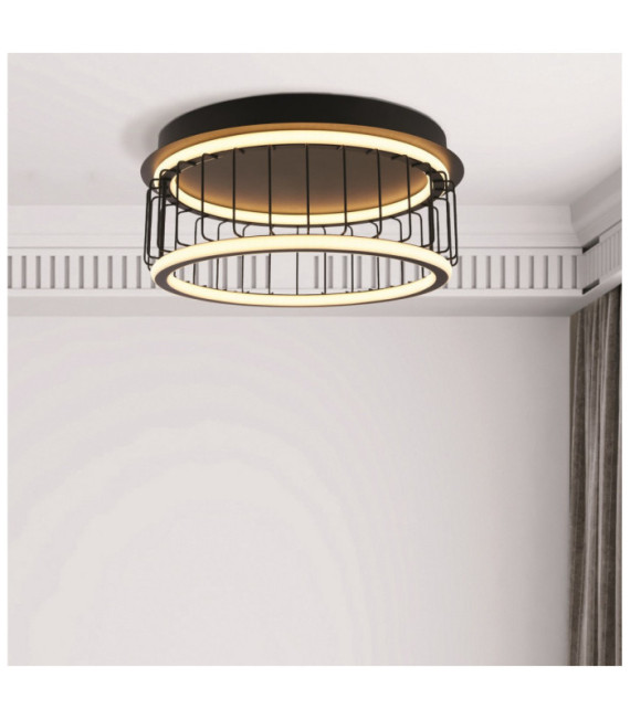Plafonnier Circolo Aluminium,acier doux Blanc, sable noir