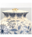 Lampe de table Ying Abat-jour à base de porcelaine,de bois, Blanc, Bleu