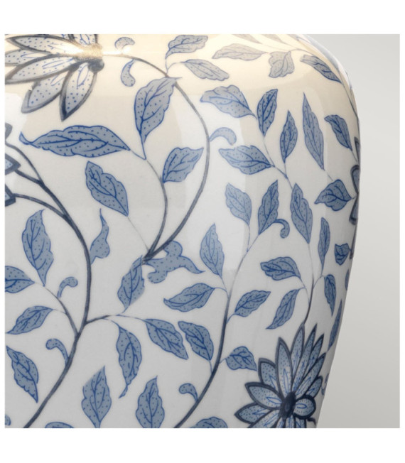 Ying table lamp Porcelain and wood base lampshade, White, Blue