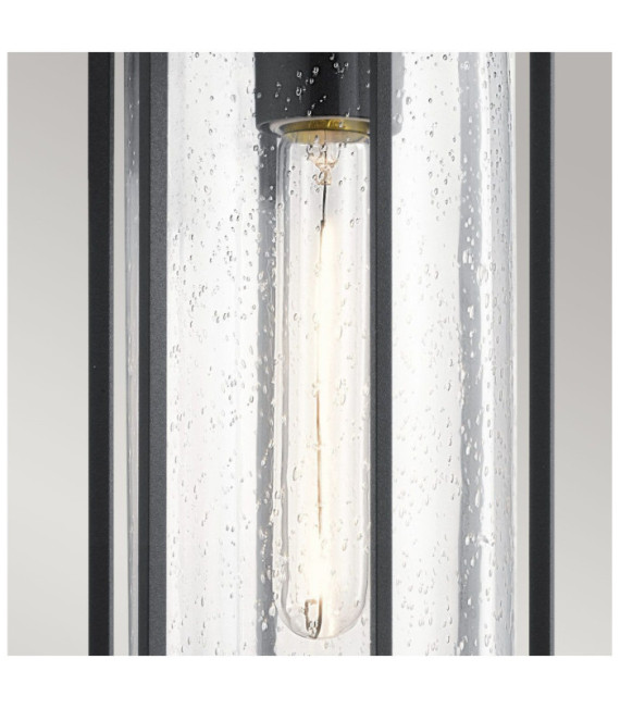 Camillo outdoor pendant light Aluminum, transparent grained glass Textured black