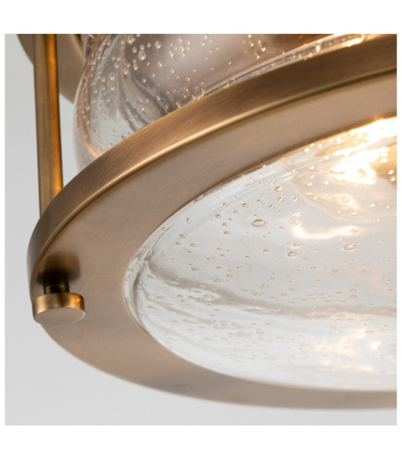 Deckenleuchte Badezimmer Kichler Stahl, transparentes genarbtes Glas Naturmessing
