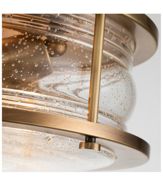 Deckenleuchte Badezimmer Kichler Stahl, transparentes genarbtes Glas Naturmessing