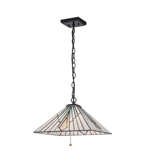 Lampada a sospensione Alderley Acciaio, vetro artistico Bronzo d'epoca